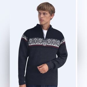 NWT Dale Of Norway Moritz Men's 1/4 Sweater-Merino Wool